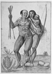 Indiani brasiliani: uomo, donna e bambino